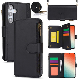 Чохол-книжка для Samsung Galaxy S24, Wallet Zipper Pocket RFID, з плечовим ременем, чорний