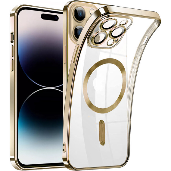 Чохол для iPhone 14 Pro, Electro MagSafe, золотий + Скло на екран