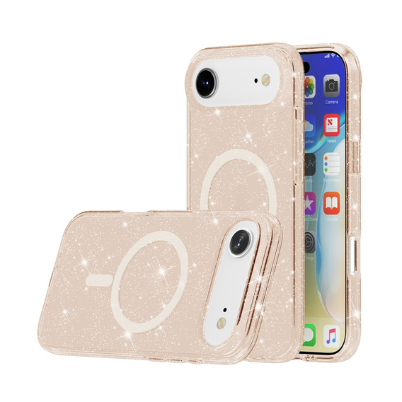 Чехол для iPhone Air, для MagSafe, глиттер, полупрозрачное золото