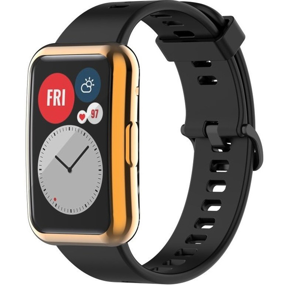 Etui z wbudowanym szkłem do Huawei Watch Fit, Rose Gold