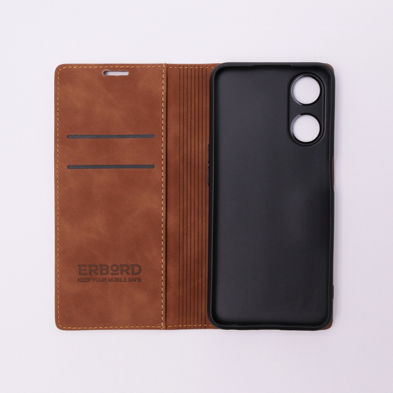 Чохол для Oppo A78 5G, ERBORD Vintage, гаманець з клапаном, коричневий