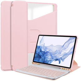 Чехол клавиатура для Samsung Galaxy Tab S9, Rotary 360° Leather, розовый rose gold