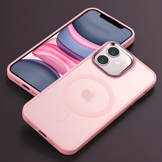 Чохол для iPhone 11, для MagSafe, ERBORD Matt Case, рожевий + захисне скло