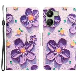 Откидной чехол для Xiaomi Redmi 13C / Poco C65, Wallet, Painted Flowers, фиолетовый