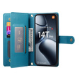 Откидной чехол для Xiaomi 14T Pro, Wallet Zipper Pocket, синий