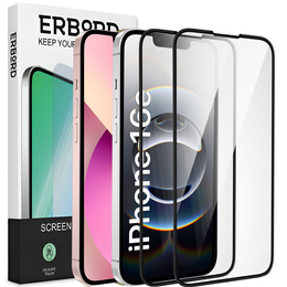 2x Гибридное керамическое стекло ERBORD для iPhone 16E / 14 / 13 / 13 Pro