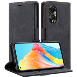 Чехол для Oppo A78 4G, ERBORD Vintage, бумажник с клапаном, чёрный