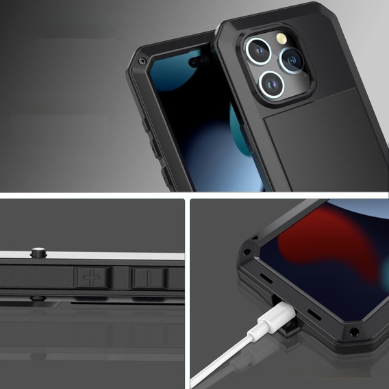 Чохол для iPhone 15 Plus, броньований, з інтегрованим склом, чорний