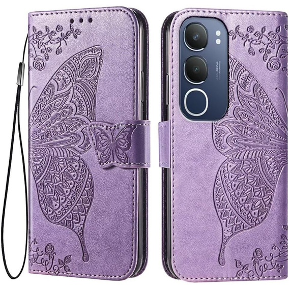 Чохол-книжка для Vivo Y19s, Butterfly, фіолетовий