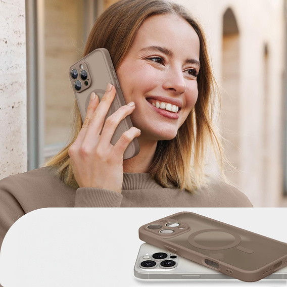 Чехол для iPhone 16 Pro, для MagSafe, ERBORD Matt Case, desert titanium + стекло для экрана