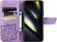 Откидной чехол для Xiaomi Poco F6, Butterfly, фиолетовый