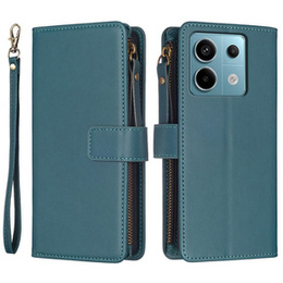 Откидной чехол для Xiaomi Redmi Note 13 Pro 4G / Xiaomi Redmi Note 14S / Xiaomi Poco M6 Pro 4G, Wallet Zipper Pocket, зелёный
