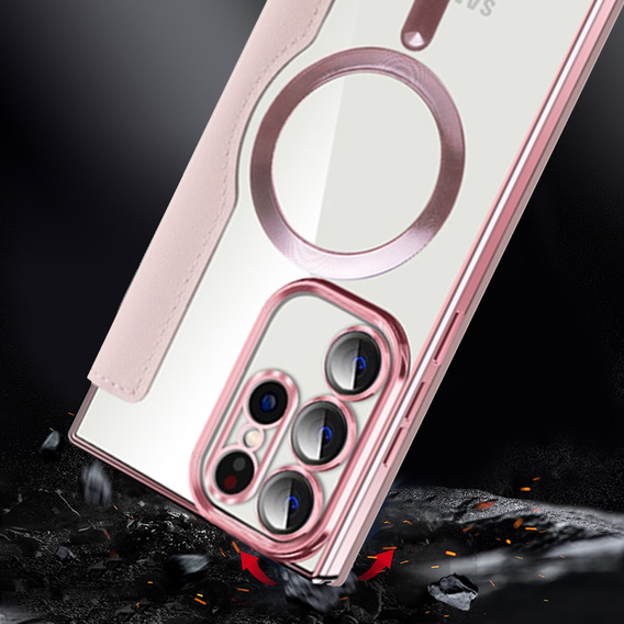 Откидной чехол для Samsung Galaxy S23 Ultra, RFID Wallet MagSafe CamShield, розовый