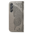Чохол-книжка для Samsung Galaxy A15, Butterfly, сірий + скло 9H 