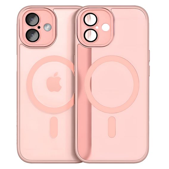 Чехол для iPhone 16 Plus, для MagSafe, ERBORD Matt Case, розовый + стекло для экрана