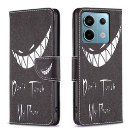 Откидной чехол для Xiaomi Redmi Note 13 Pro 5G, Wallet, Don't Touch My Phone чёрный