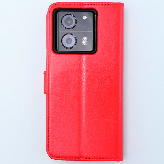 Откидной чехол для Xiaomi 13T / 13T Pro, Crazy Horse Wallet, красный
