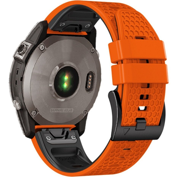 Силиконовый ремешок для Garmin Fenix 7 / Forerunner 965 / 955 / 945 / 935, оранжевая / черный 