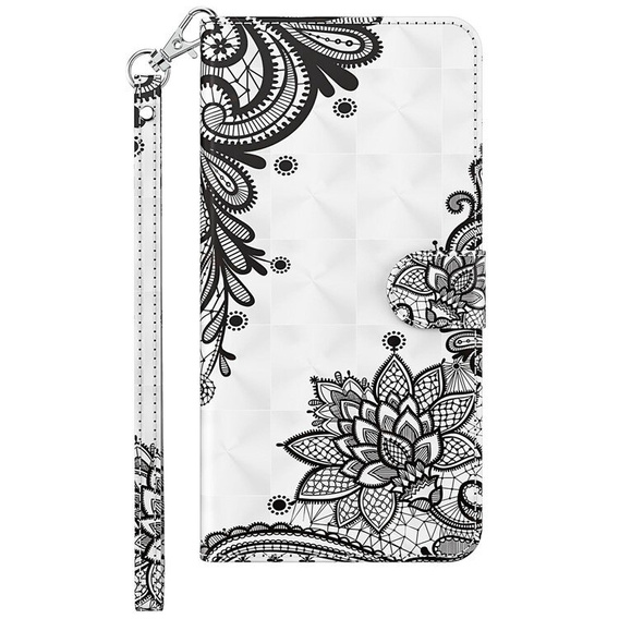 Откидной чехол для Xiaomi Redmi 13C / Poco C65, Wallet, Lace Flower белый