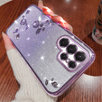 Чехол для Samsung Galaxy S23 Ultra, Glitter Flower, фиолетовый