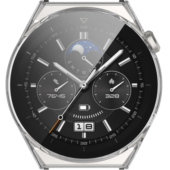 Силиконовый футляр со встроенным защитным стеклом до Huawei Watch GT 3 Pro 46mm, Transparent White