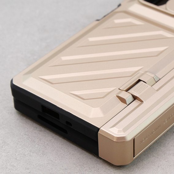 Чохол для Samsung Galaxy Z Fold5 5G, Kickstand case, з підставкою та склом, золотий