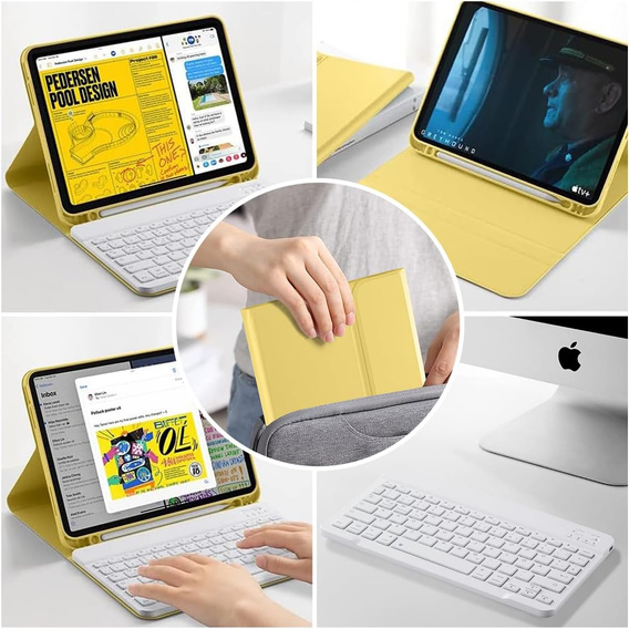 Чехол с подсвечиваемой bluetooth-клавиатурой для iPad 10.9 2022 (10 gen.), жёлтый