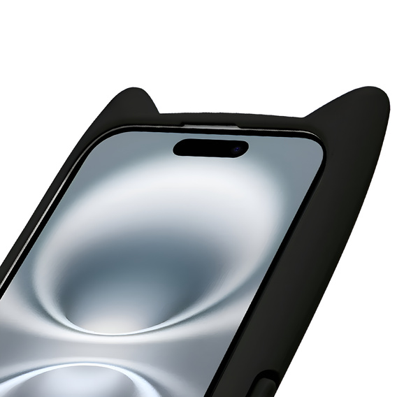Чохол для iPhone 16, для MagSafe, Cute Cat, чорний + захисне скло