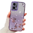 Чехол для Motorola Moto G24 / G24 Power / G04, Glitter Flower, фиолетовый