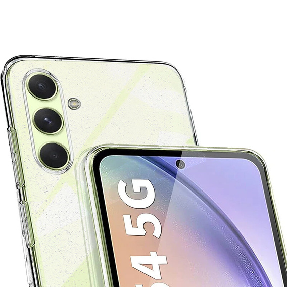 Чехол для Samsung Galaxy A15 5G, силиконовый блеск, прозрачный + стекло 9H