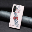 Откидной чехол для Samsung Galaxy A25 5G, Wallet, giraffe, розовый + 9H стекло 