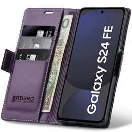 Чохол для Samsung Galaxy S24 FE, ERBORD Glossy Litchi, гаманець з клапаном, фіолетовий