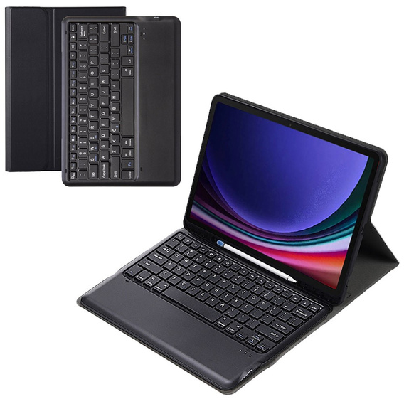 Чехол + клавиатура Samsung Galaxy Tab S9+, Leather Pen Slot, чёрный
