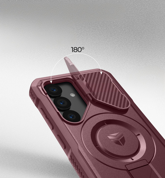Бронированный чехол для Samsung Galaxy S25, Dexnor CamProtect MagSafe, красный (Две рамки)
