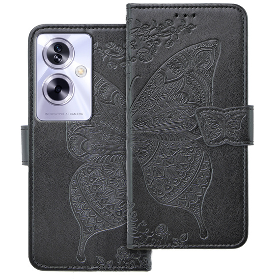 Откидной чехол для Oppo A79 5G, Butterfly, чёрный
