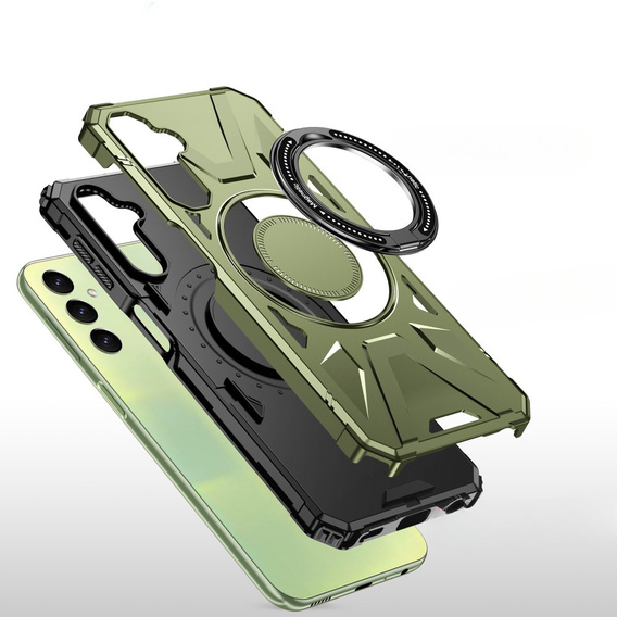 Чехол для Samsung Galaxy A54 5G, бронированный с подставкой и ручкой-планшетом, зелёный