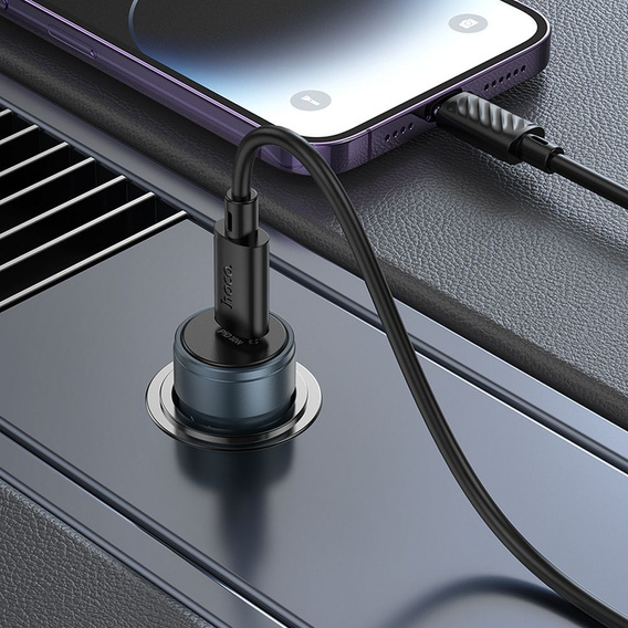 Автомобильное зарядное устройство Hoco Z57 USB-C QC3.0 PD 30 Вт + кабель USB-C к Lightning