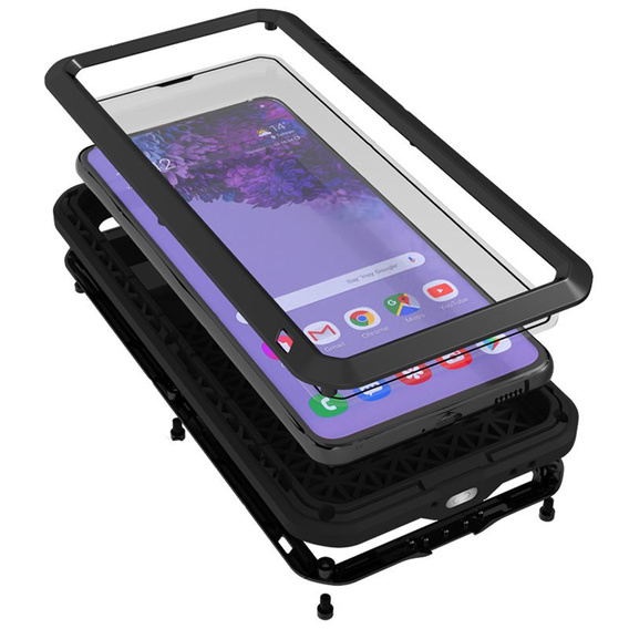 Чехол Love Mei до Samsung Galaxy S21+ Plus, armored with glass, чёрный