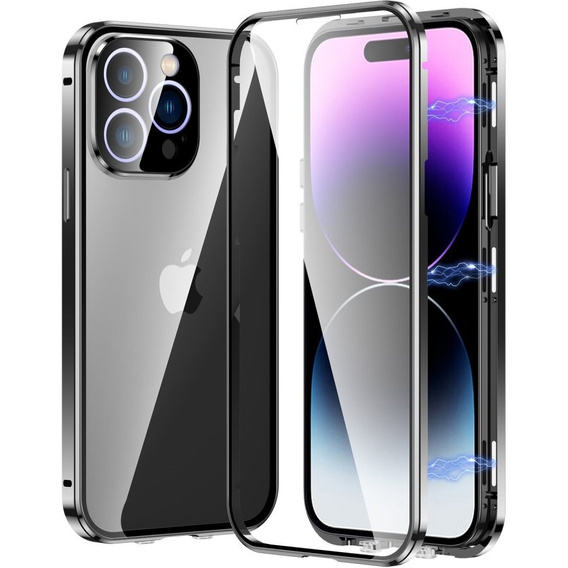 Чехол для iPhone 15 Pro, Magnetic Dual Glass, чёрный