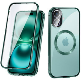 Магнітний чохол Dual Glass MagSafe для iPhone 16, зелений