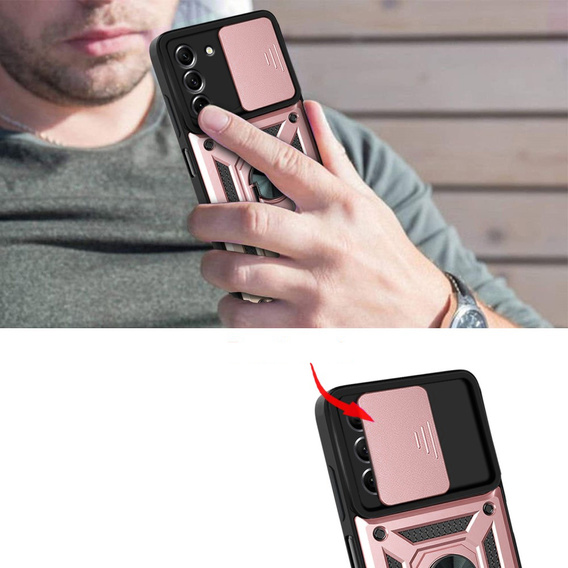 Чохол NOX Camera Slide Samsung Galaxy S21 FE, CamShield Slide, рожевий rose gold