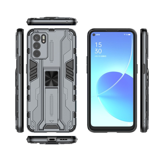 Чехол до Oppo Reno6 5G, Military kickstand, серый