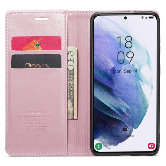 Флип-кейс CASEME для Samsung Galaxy S21, Waxy Textured, розовый