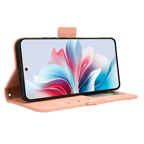 Футляр з клапаном для Oppo Reno 11F 5G, Card Slot, рожевий