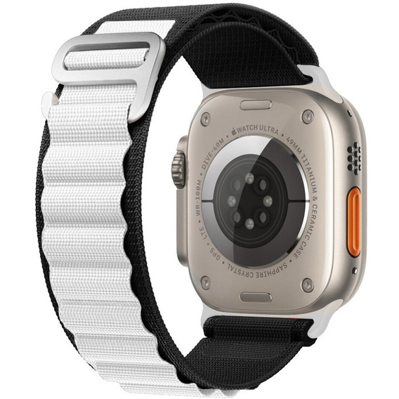 Нейлоновый ремешок для Apple Watch 1/2/3/4/5/6/7/8/SE/ULTRA 42/44/45/49 мм, чёрный / белый
