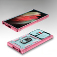 Чехол NOX Camera Slide Samsung Galaxy S23 Ultra, CamShield Slide, зеленый / розовый