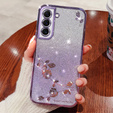 Чехол для Samsung Galaxy S22, Glitter Flower, фиолетовый