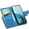 Чехол с крышкой для Oppo Reno 14, Butterfly, бумажник, синий