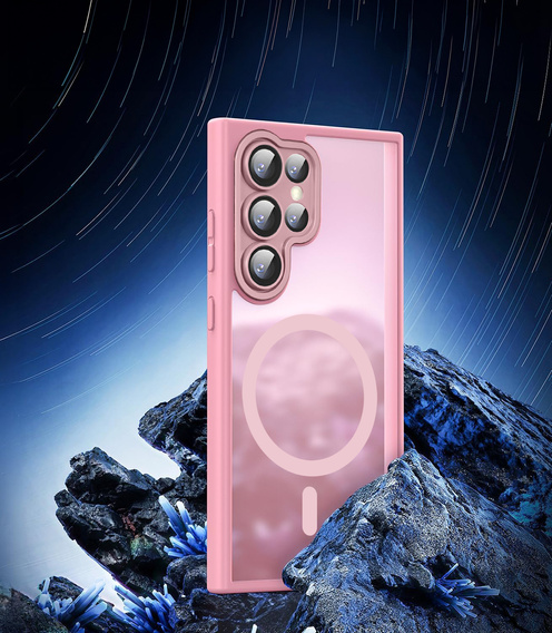 Чехол для Samsung Galaxy S25 Ultra, для MagSafe, ERBORD Matt Case, розовый + стекло для экрана