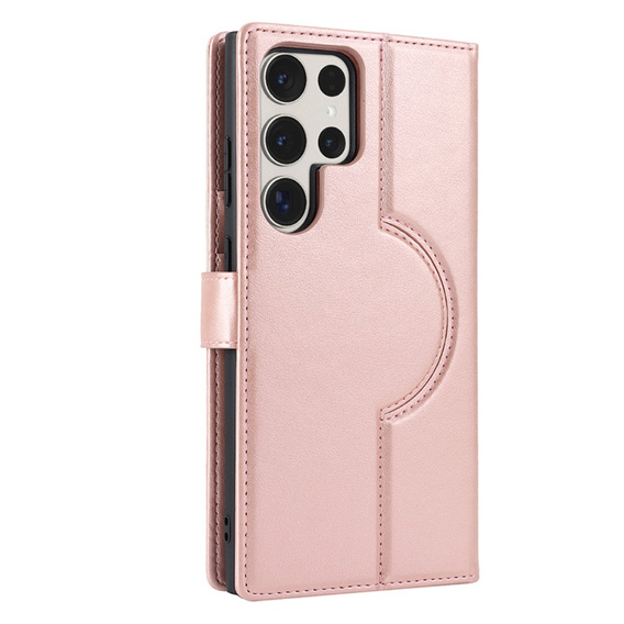Чехол с откидной крышкой для Samsung Galaxy S23 Ultra, бумажник, для MagSafe, розовый rose gold